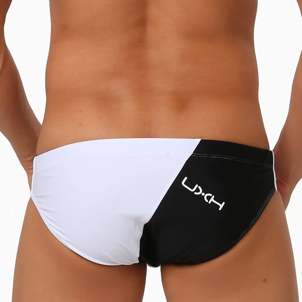 

Men's Swim Briefs White Black Patch Pockets Swimming Short Water Sport Beach Pants Swimwear Sexy Male Suilt Surfing Big Man