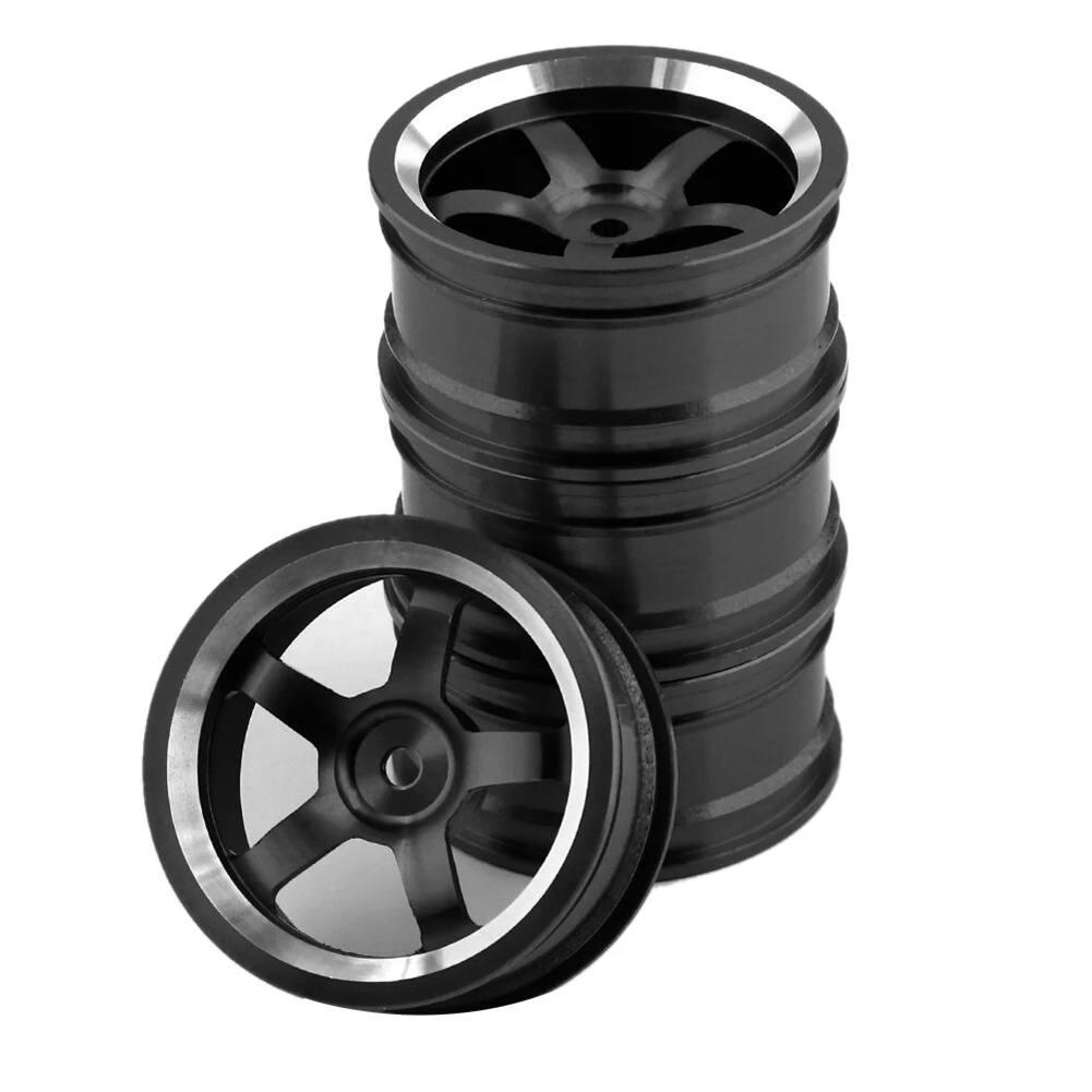 

4Pcs 1/10 RC On-Road Drift Racing Car 52mm Metal Wheel Rim Wheel Hub for HSP Tamiya HPI Kyosho Sakura Traxxas,Black