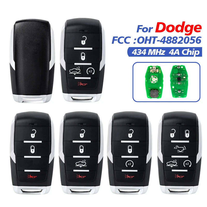 

CN087044 Aftermarket 3/4/5/6B Smart Prox Remote Key For Dodge Ram 1500 Pickup 2019 2020 434 Mhz PCF7939M Chip FCC ID OHT-4882056