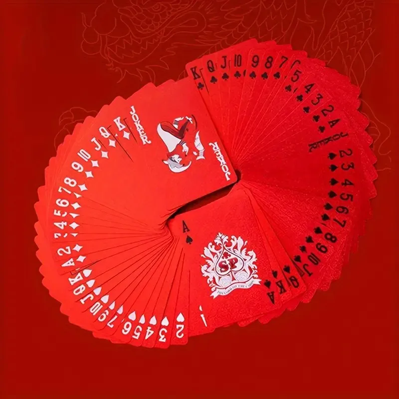 Plastic Playing Cards Red plastic playing cards PVC poker waterproof washable Parker rustic gold Year of the Dragon creative thickened card customized