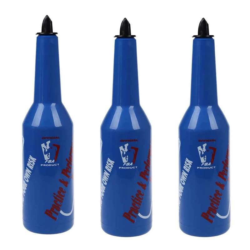 

3X Flair Bartender Bartending Practice Bar Pub Bottle Wine Cocktail Shaker - Blue