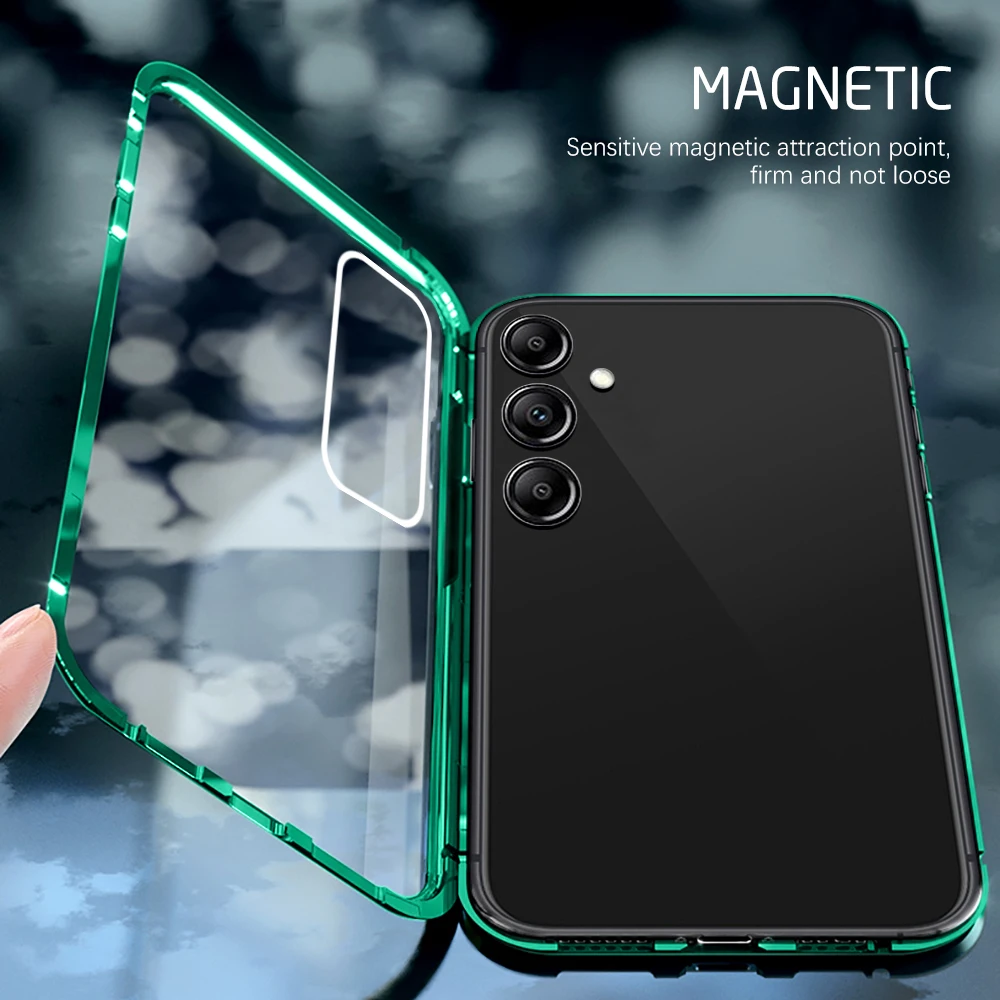 360&deg; Metal Magnetic Attraction Flip Case For Samsung Galaxy A35 5G Double-Side Tempered Glass Protect Coque SamsungA35 A 35