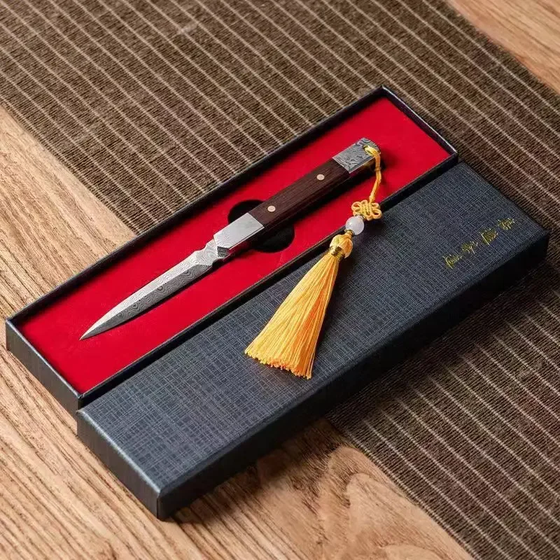 Solid Wood Tea Knife Handmade Pure Copper Tea Needle Stainless Steel Tool