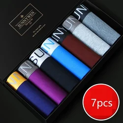 7PCS Men's Boxers Sexy Breathable Letter Underpants Comfortable Shorts for Men Multicolor Briefs Set Male