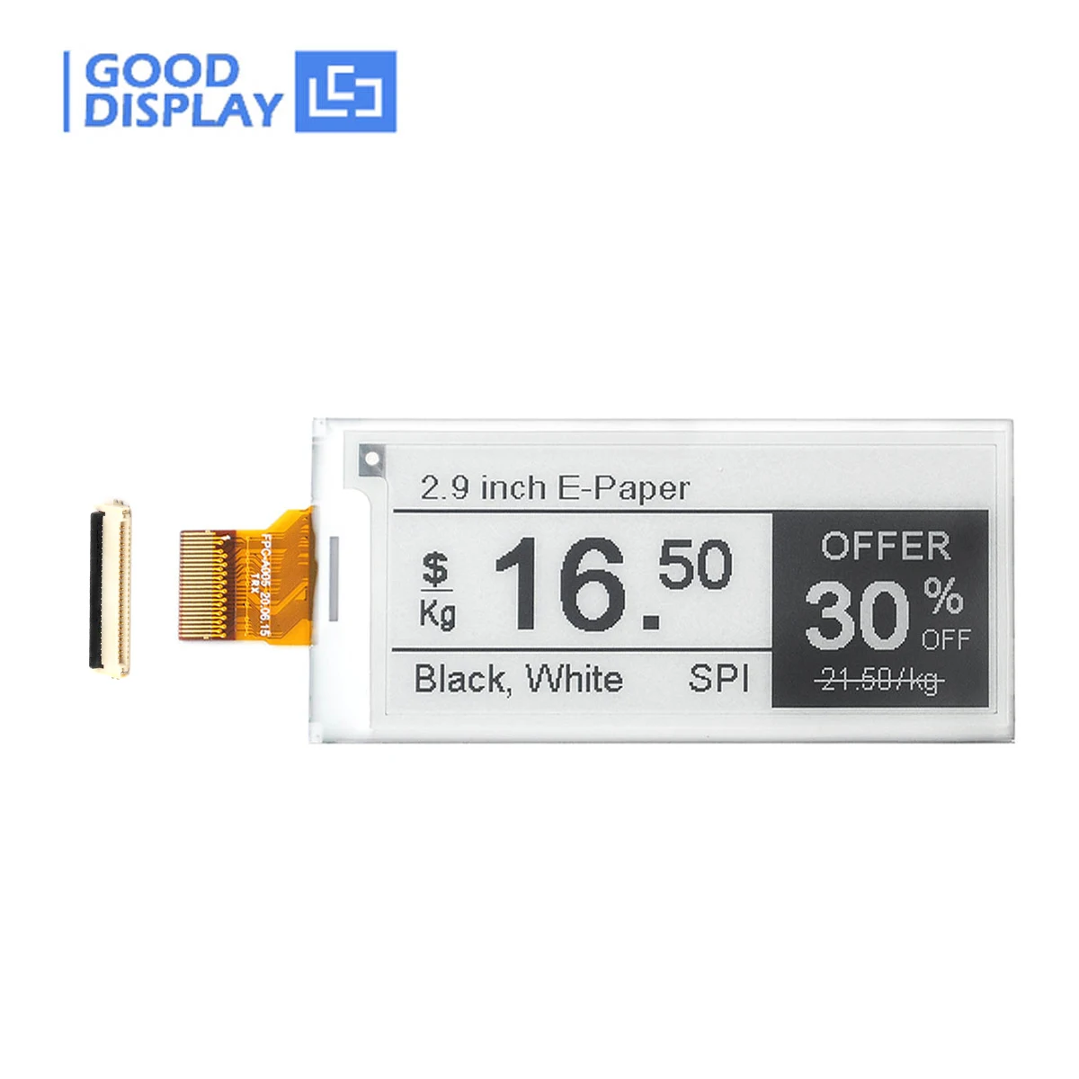 Polegada E-paper Display Parcial Atualizar Cinza Preto e Branco E-ink Tela Gdey029t94 2.9