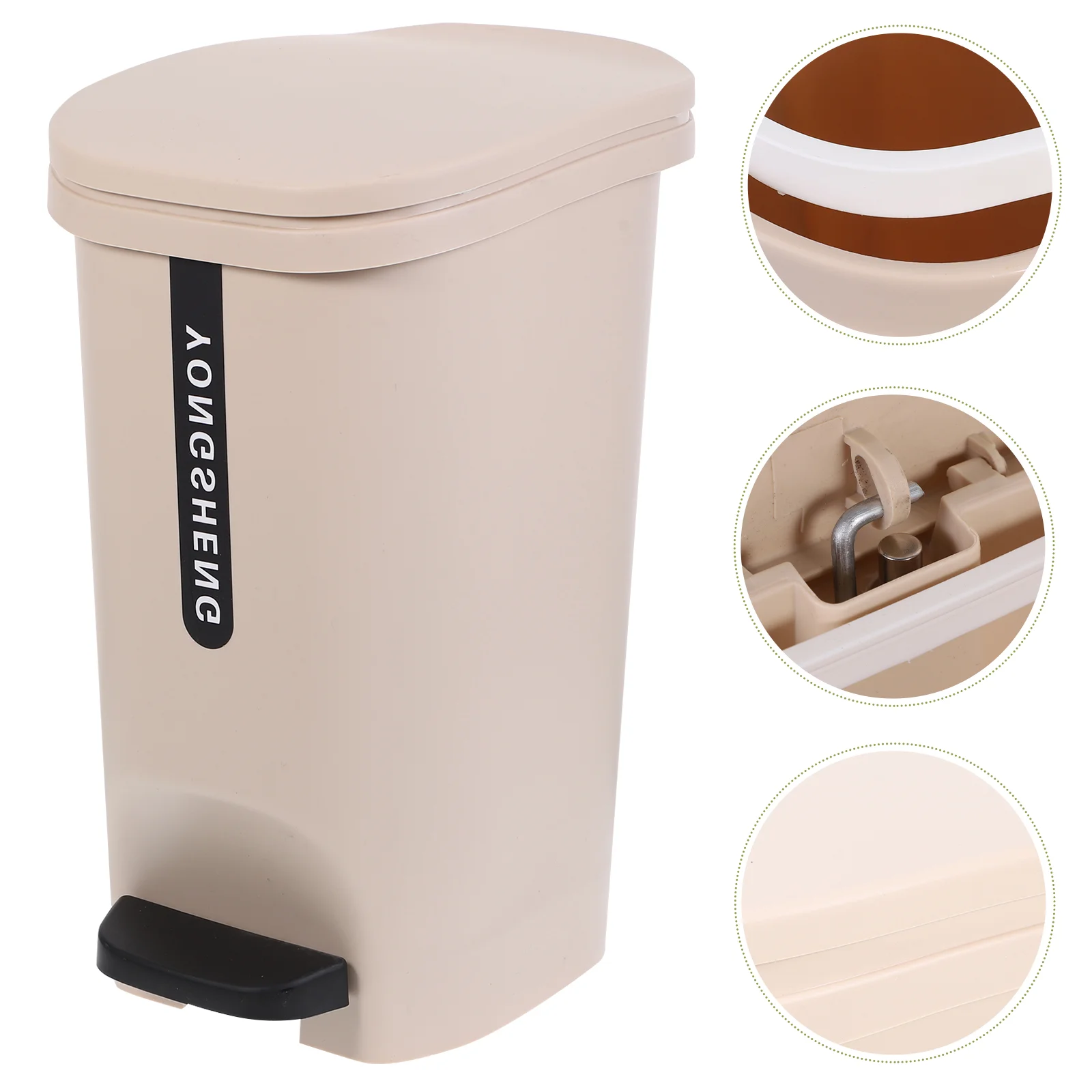 

Trash Can Step-on Trash Can With Foot Pedal 10L Household Waste Basket Container