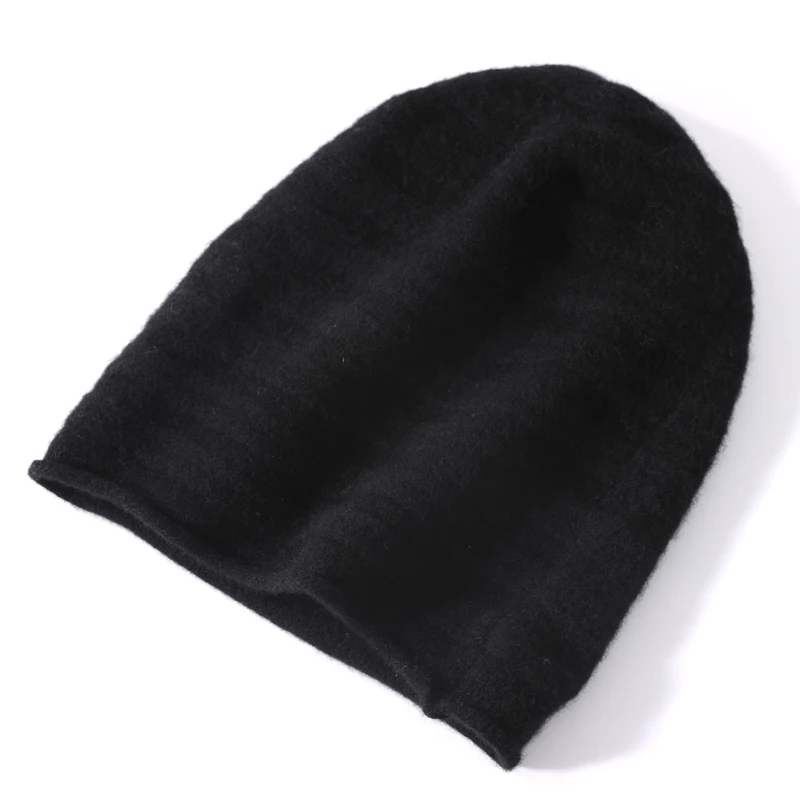 100%Pure Wool Beanies for Women Winter 2023 Stripe Solid Warm Soft Cashmere Beanie Bonnets y2k Knitted Skullies Cute Hats Caps 3