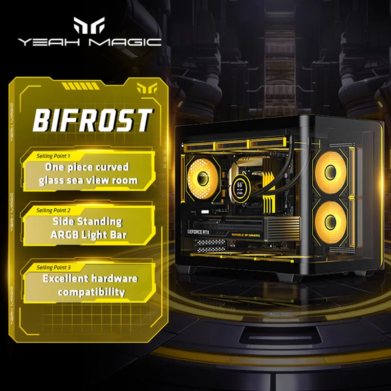 Yeah Magic Computer Case Yeah Magic BIFROST MATX Curved Glass Side Transparent Gaming Computer ...