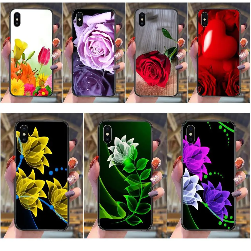 Reasonal Price Beautiful Flower Black Coque Trend Per Iphone 13 12 11 Pro Max 6X8 6S 7 Plus Xs Xr Mini 5S Se 7 P 6P