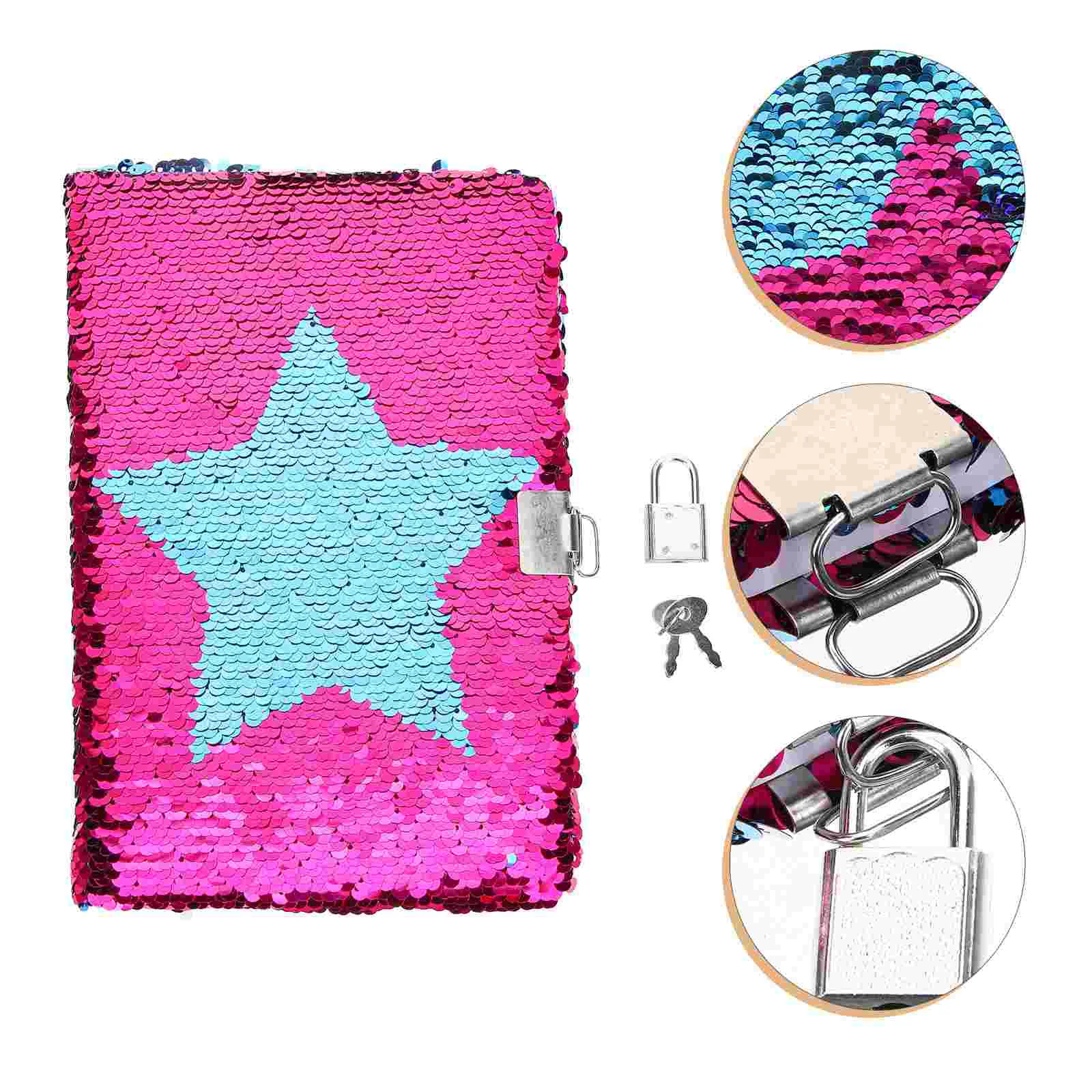 

Notebook Writing Journal for Kids Journals Girls Star Sequins Diary Reversible Lovely Notebooks