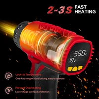 400W Cordless Heat Gun 50℃-550℃ Variable Temperature with LCD Digital Display Hot Air Gun for Milwaukee 18V Battery (No Battery) 2