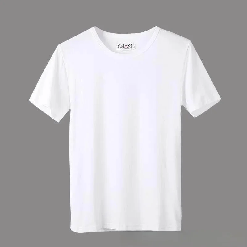 Solid color short sleeve round neck White