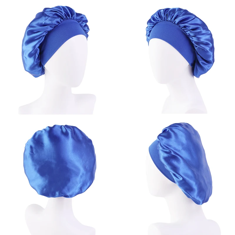 

Big Size Silk Sleeping Cap Night Hat Head Cover Bonnet Satin For Curly Hair Care Women Beauty Maintenance Designer
