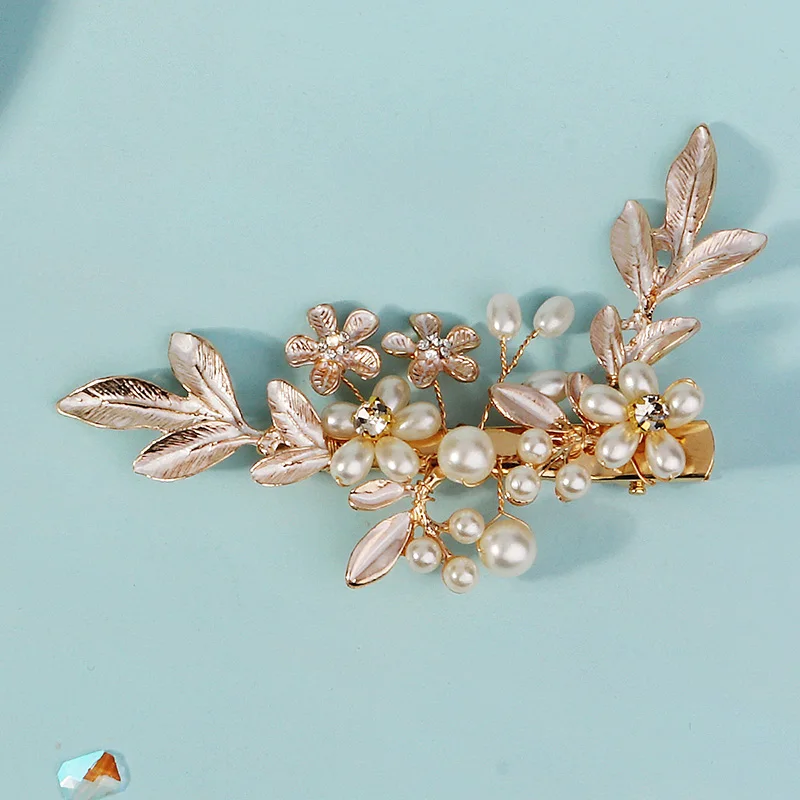 Bridal Hair Accessories Hair Accessories Flower Leaf Pearl Rhinestone Hair Clip Bridal Headpiece
