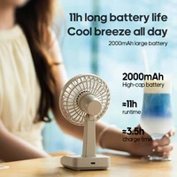 KINSCOTER Ventilateur de bureau vintage 2000mAh 90 °   Mini ventilateur rechargeable inclinable et réglable, 5 vitesses, pour la maison/le bureau/les étudiants/les cadeaux 5