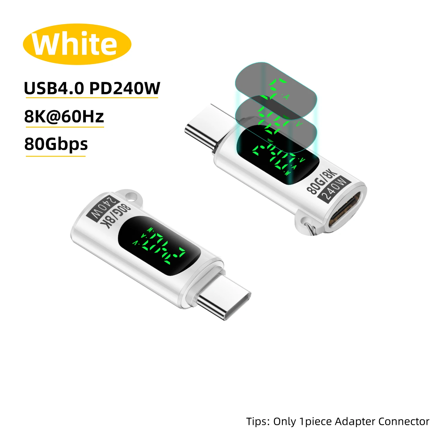 Ultra-Speed USB-C to USB-C Adapter with Digital Display - 240W Power and 8K Support
