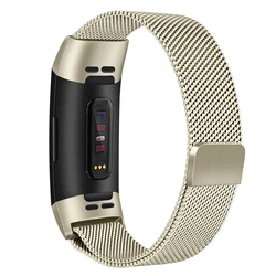 Sleek Metal Magnetic Bracelet Strap - Fitbit Charge 4 (Retro Gold)