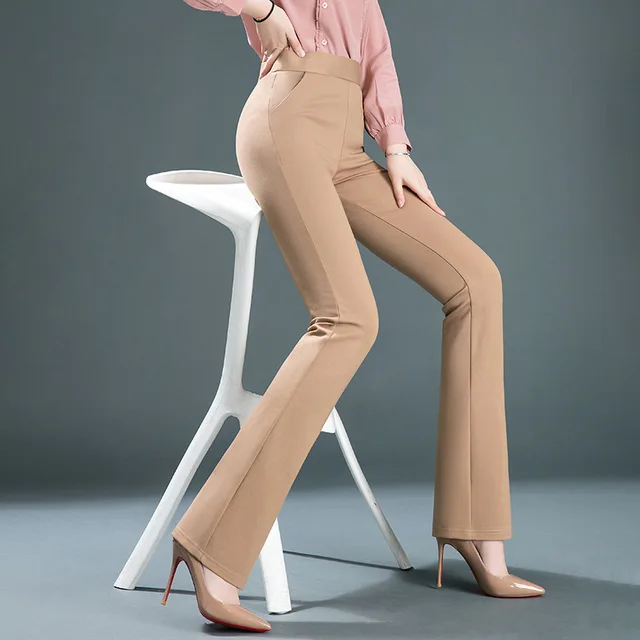 Spring and Autumn Womens Elastic Waist Trousers