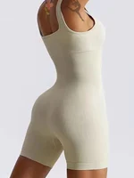 Women's sexy threaded yoga suit jumpsuit sleeveless high elasticity quick drying breathable jumpsuit shorts push up sportswear - Image 4