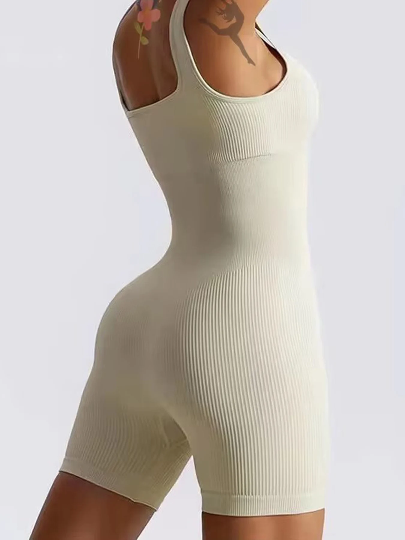 Women's sexy threaded yoga suit jumpsuit sleeveless high elasticity quick drying breathable jumpsuit shorts push up sportswear 4