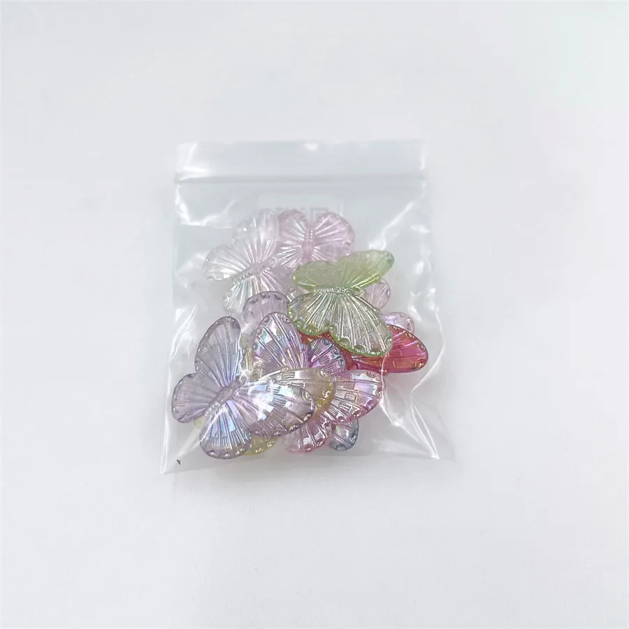 Set of 10 Large Colorful Laser Butterfly Beads for DIY Jewelry Making and Crafting