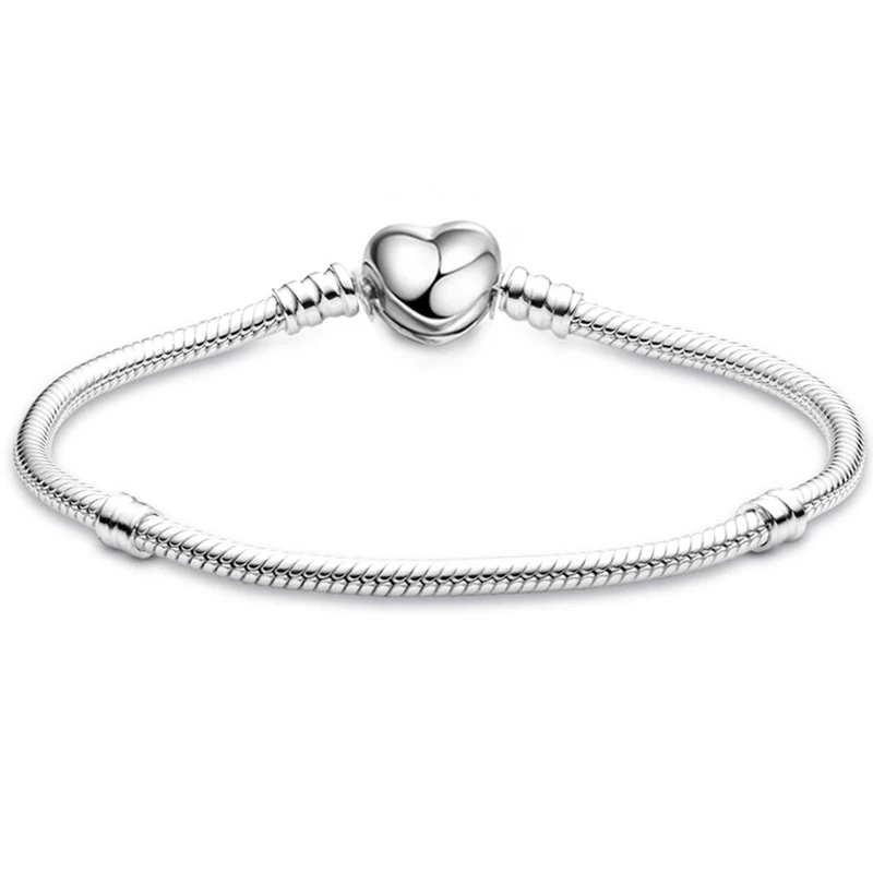 TOGORY Silver Plated Cute Crystal Owl Heart Snake Chain Charm Bracelet For Women Men Brand Bracelets DIY Jewelry Gift Making - Image 4