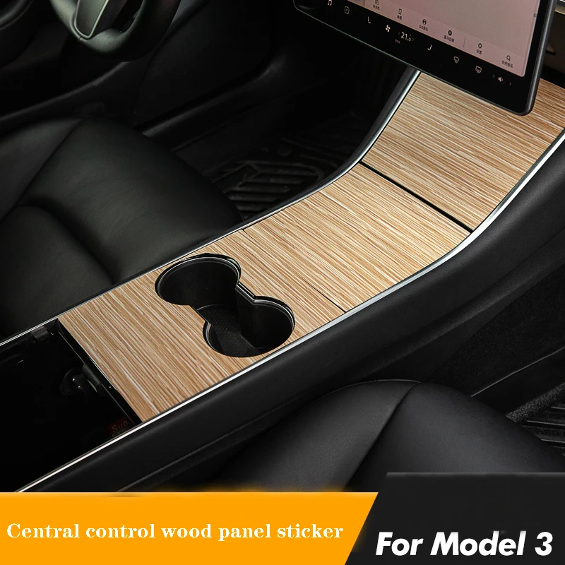 

Wood Grain Car Central Control Panel Sticker For Tesla Model 3 17-20 Wood Center Console Accessories Interior Film