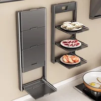 Multi-layer Suction Wall-mounted Dish Rack for Preparing Dishes in The Kitchen - Foldable Storage Rack for Easy Storage 1