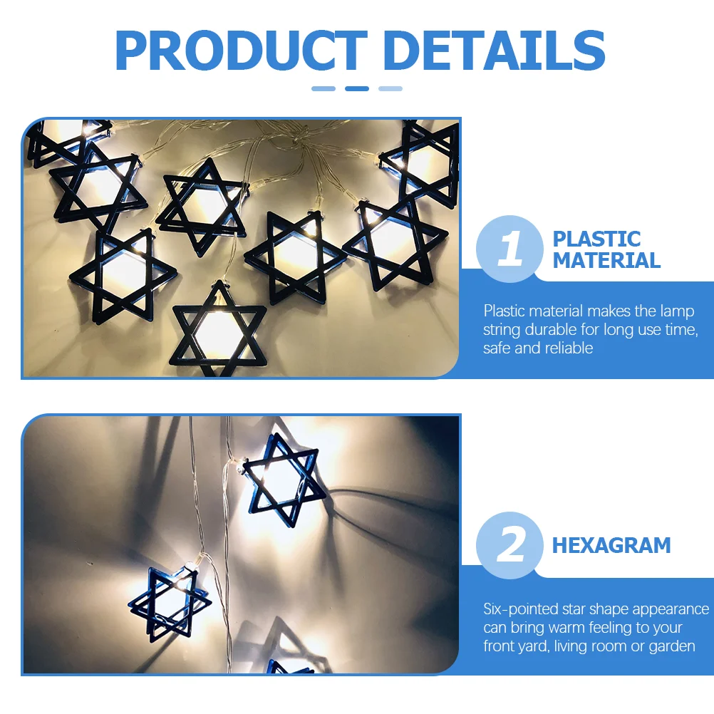 Decorazione natalizia per le vacanze forniture per feste Hanukkah Light Star David Indoor Astetic Room Fairy String Light Star Decorations