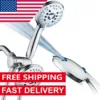 High Pressure 48-setting Rain & Handheld 3-way Shower Head Combo - Anti-clog Nozzles/Tub, Tile & Pet Power Wash/Extra Long 6 ft. 1