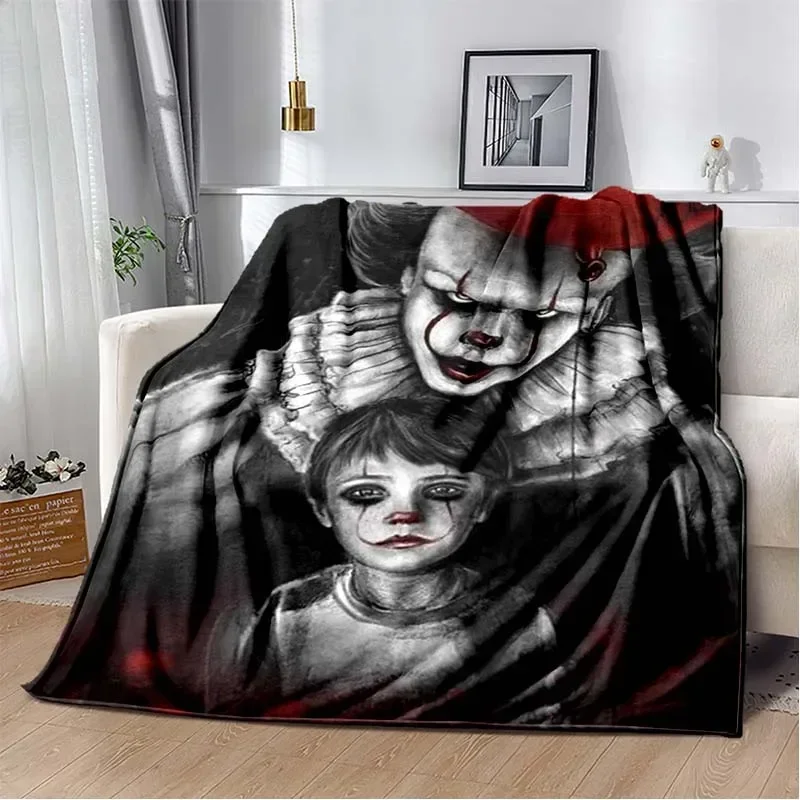 Dancing Clown Pennywise Pattern  Flannel Blanket,Multi-purpose Holiday Gift Blanket Warm And Soft Blankets All Seasons 4