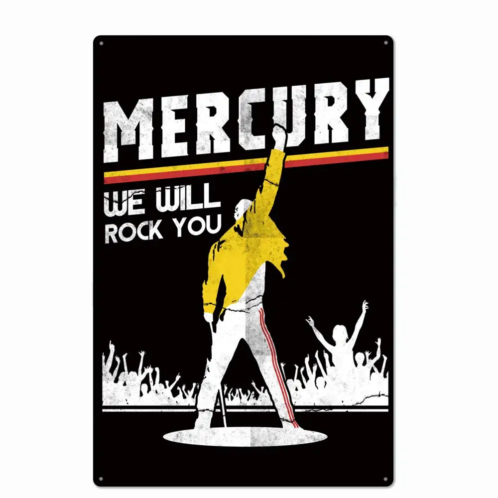 

Retro Design We Will Rock You Tin Metal Signs Wall Art | Thick Tinplate Print Poster Wall Decoration for Garage/Bar/Man Cave