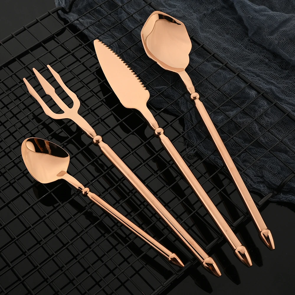 Mirror Black 304 Stainless Steel Cutlery Tableware Set Dinnerware Flatware Set Steak Knife Fork Spoon Silverware Dishwasher Safe