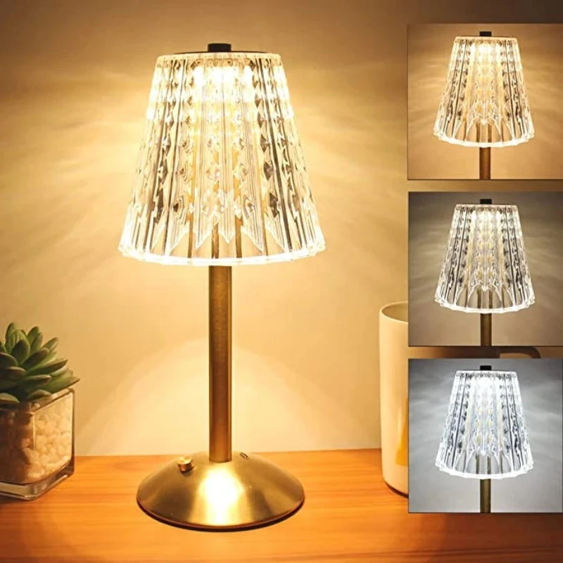 Bar Touch Table Lamp Rechargeable Wireless Desk Lamp Portable Bedroom Night Light LED Decor Lights for Coffee Hotel Restaurant