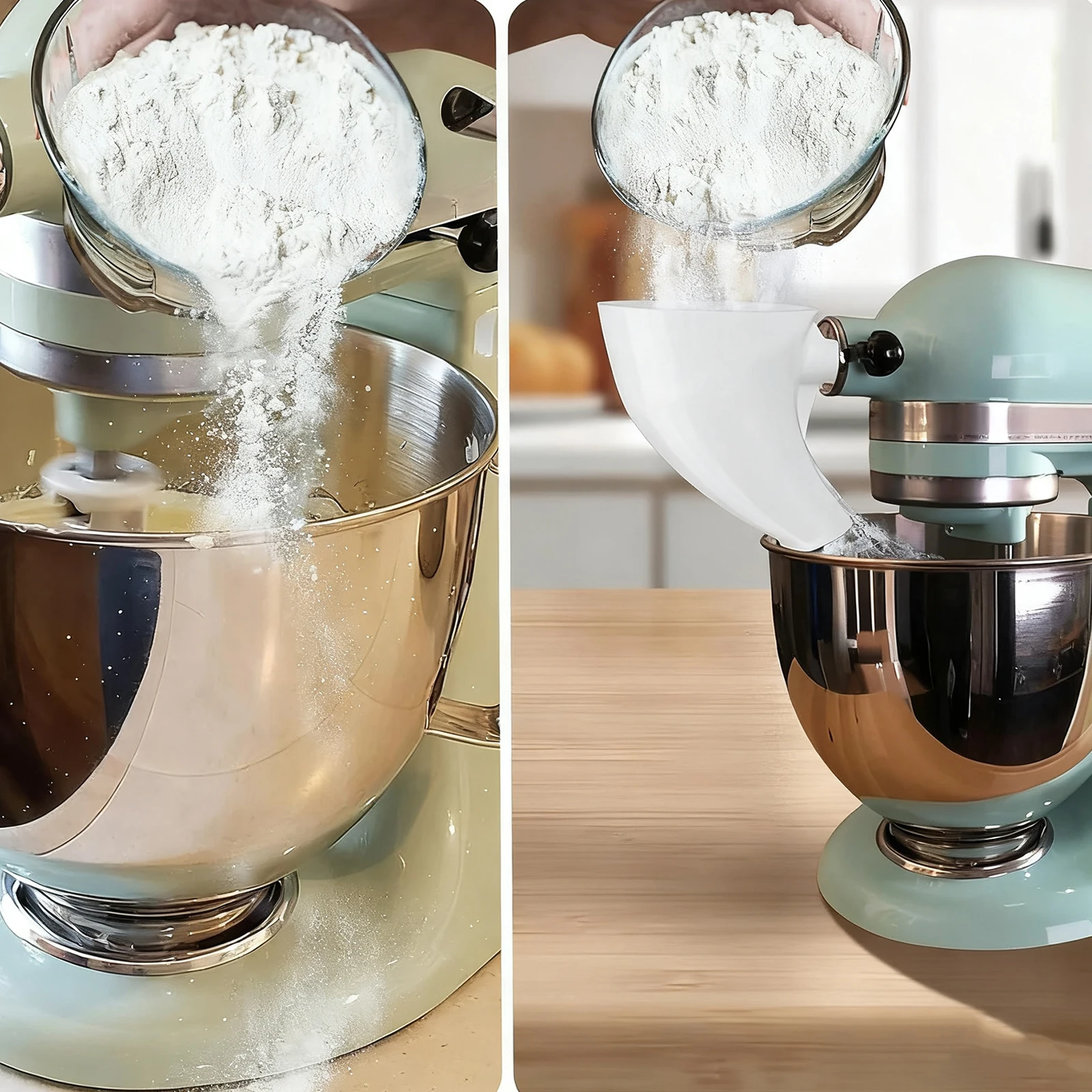 Fabater Meeltrechter Efficiënt Eenvoudig Giethulpstuk voor Mixer Bakken Keuken Kunststof Materiaal (BLACK