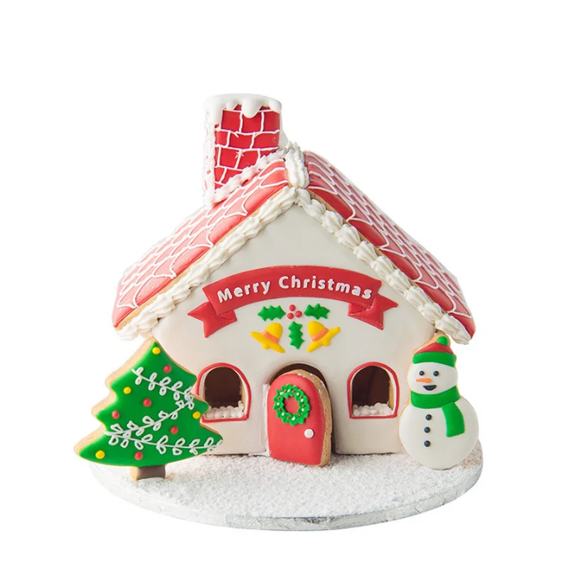 8Pcs Plastic Cookie Cutter Set 3D Christmas Gingerbread House Mould DIY Biscuit Mold Pastry Cake Stamp Baking Tools