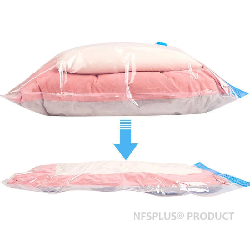 Vacuum Compress Storage Bag For Clothes 40x60cm 60x80cm Transparent Folding Home Travel Space Saver Reusable Sealed Vacuum Bags 3
