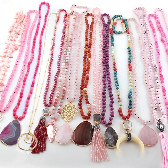 Wholesale Fashion 15pc Mix Color Pink Necklace Handmade Women