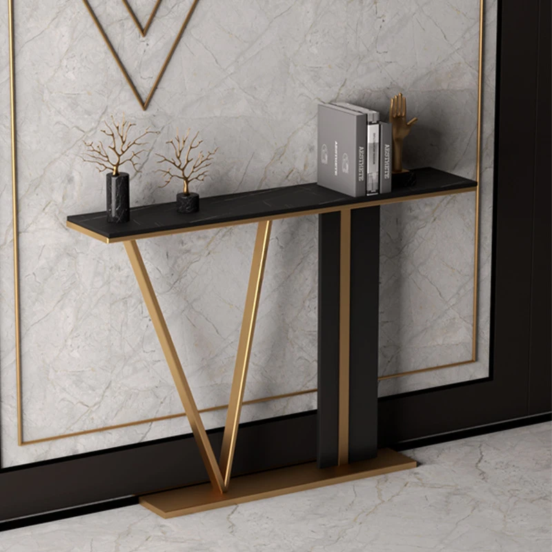 

Wall Entryway Luxury Slate Console Tables Modern Simple Auxiliary Console Gold Living Room Against Muebles Design Furniture