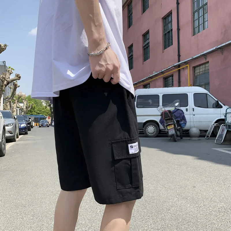 Cargo Ins Streetwear Men's Shorts Casual Big Size Hong Kong Korea Shorts Men Bermuda Knee Length Male High Street Short Trousers
