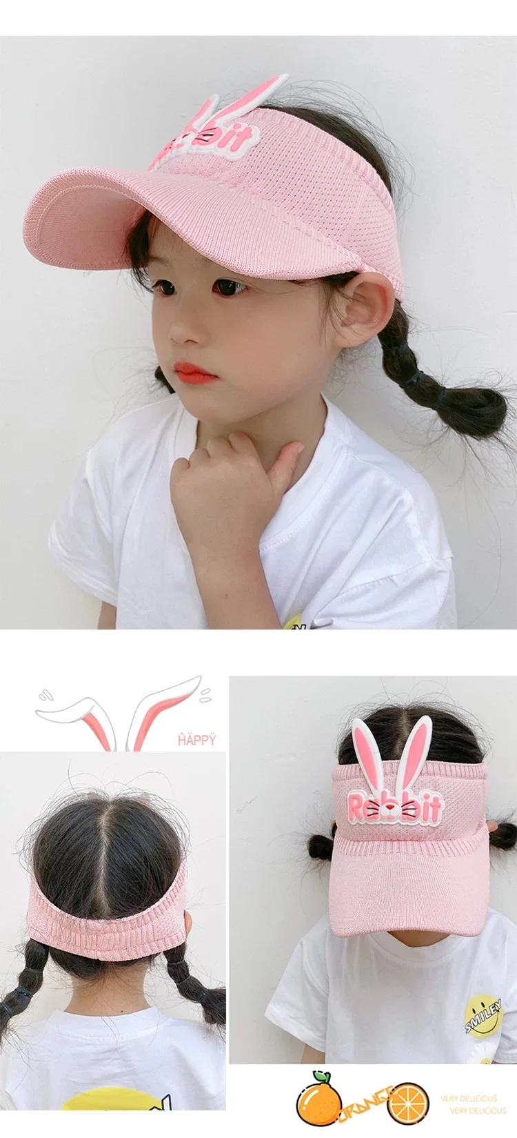 2023 New Sun Children Visors Cute Rabbit Wings Bunny Summer Hat for Kids Boys Girls Hats 3-12years Old_voghion.com