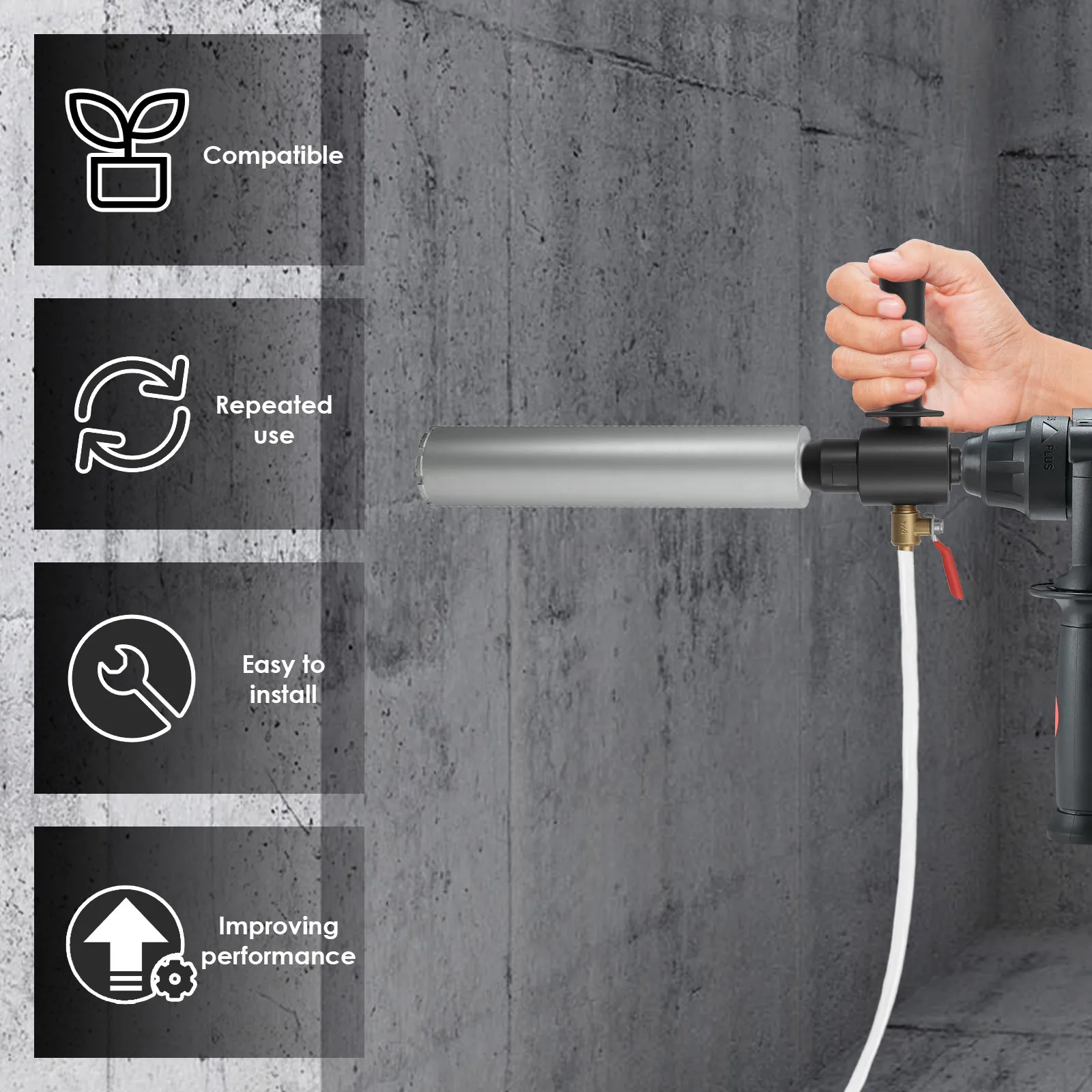 Carbon Steel Electric Hammer Adapter Drill Bit with Water Injection Converter