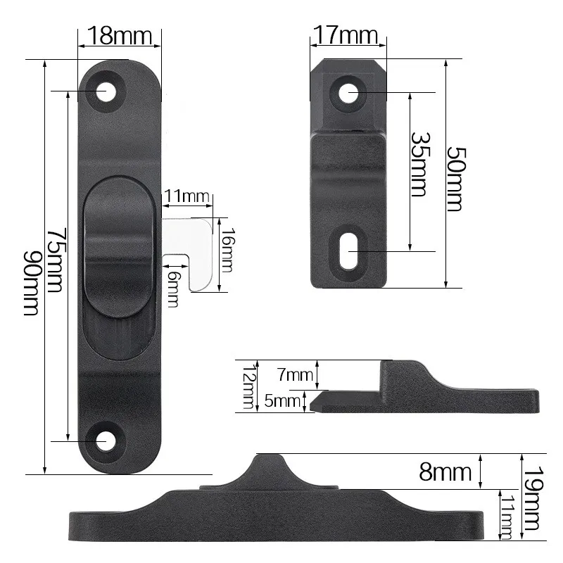 Home Balcony Practical Window Door Lock Safety Lever Sweep Latch Anti-theft Latch Screen Insert Door Replacement Hardware