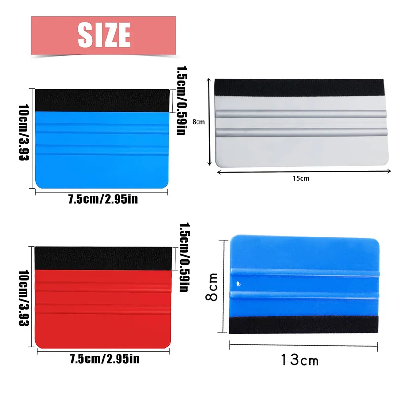 2-Piece Plastic Felt Squeegee Set - Decal Application Tool For Vinyl, Window Tint & Wallpaper