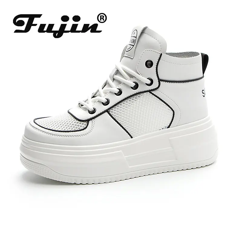 

Fujin 6cm Air Mesh Hollow Cow Genuine Leather Women Breathable Casual Comfy Sandals Platform Wedge Sneakers Chunky Summer Shoes