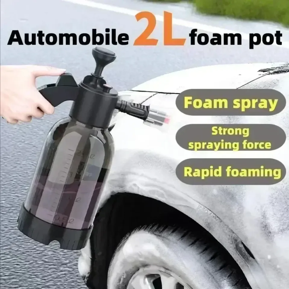 Car wash foam spray can Household hand-held car wash spray gardening air pressure spray foam pot 2L