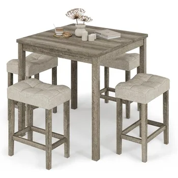 5-Piece Modern Countertop Dining Set – 35" Rectangular Table 6