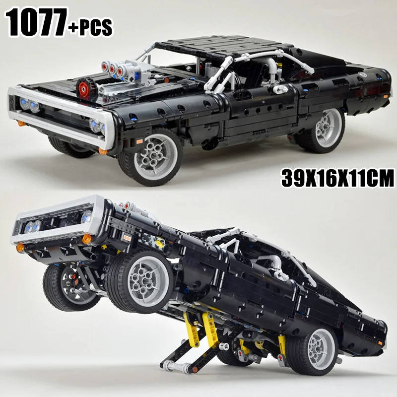 1077PCS Technical Dodge Charger Racing Car Model Building Blocks 42111 Bricks Toys in Movie Fast Furious Gift For Boys Kids 2