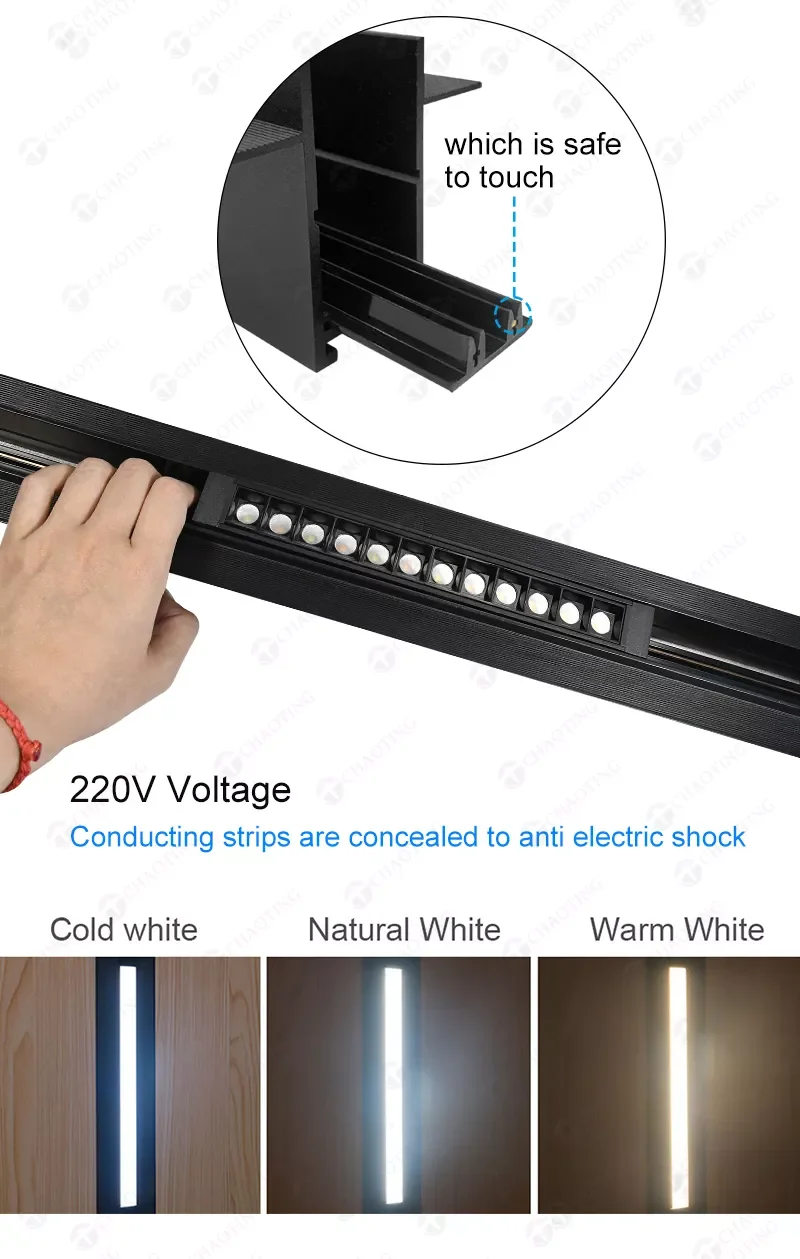 표면 오목 레일 조명 시스템, 선형 스포트라이트, 스마트 디밍 가능, 상업용 초점 LED, 마그네틱 트랙 그릴, 스폿 라이트, 9W