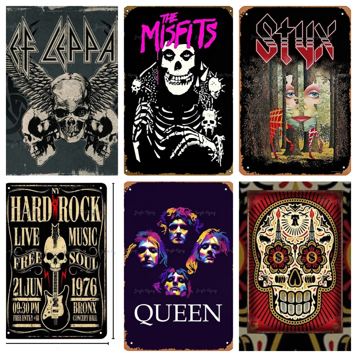 Retro Tin Signs Styx The Grand Illusion Album Hard Rock Queen Poster Cover Classic Merchandise Nostalgic 70S 80S Estetica